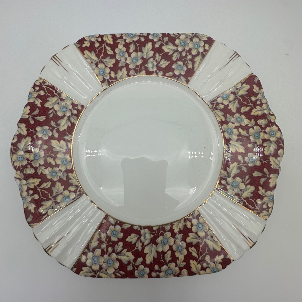 Royal Albert Brocade Art Deco Serving Plate Square Scalloped Floral Platter